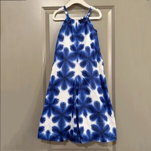 Janie and Jack Blue and White Shibori Halter Jumpsuit Size 4